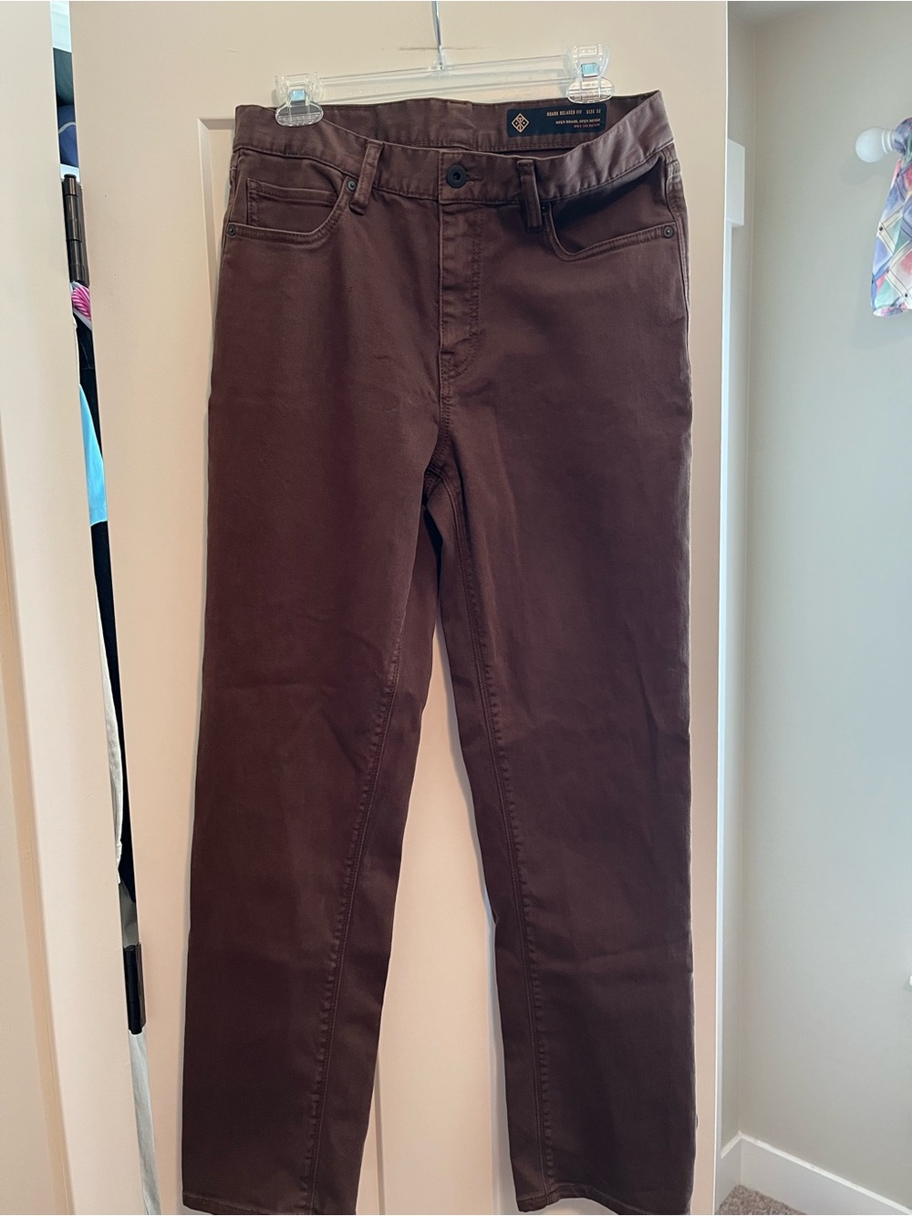 Mens Brown Straight-Leg Jeans
